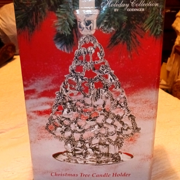 1994 Godinger Silver Art Christmas Tree Candle Stick - Picture 1 of 10